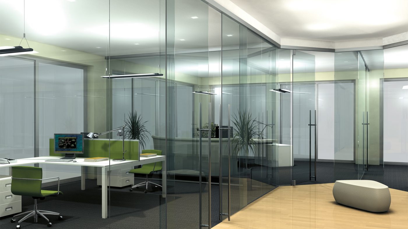 Ein Großraumbüro wird mit Glastrennwänden zum perfekten Arbeitsplatz für jeden Mitarbeiter